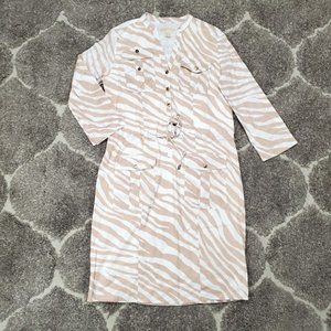 Michael Kors Animal Print Khaki Shirt Dress XS